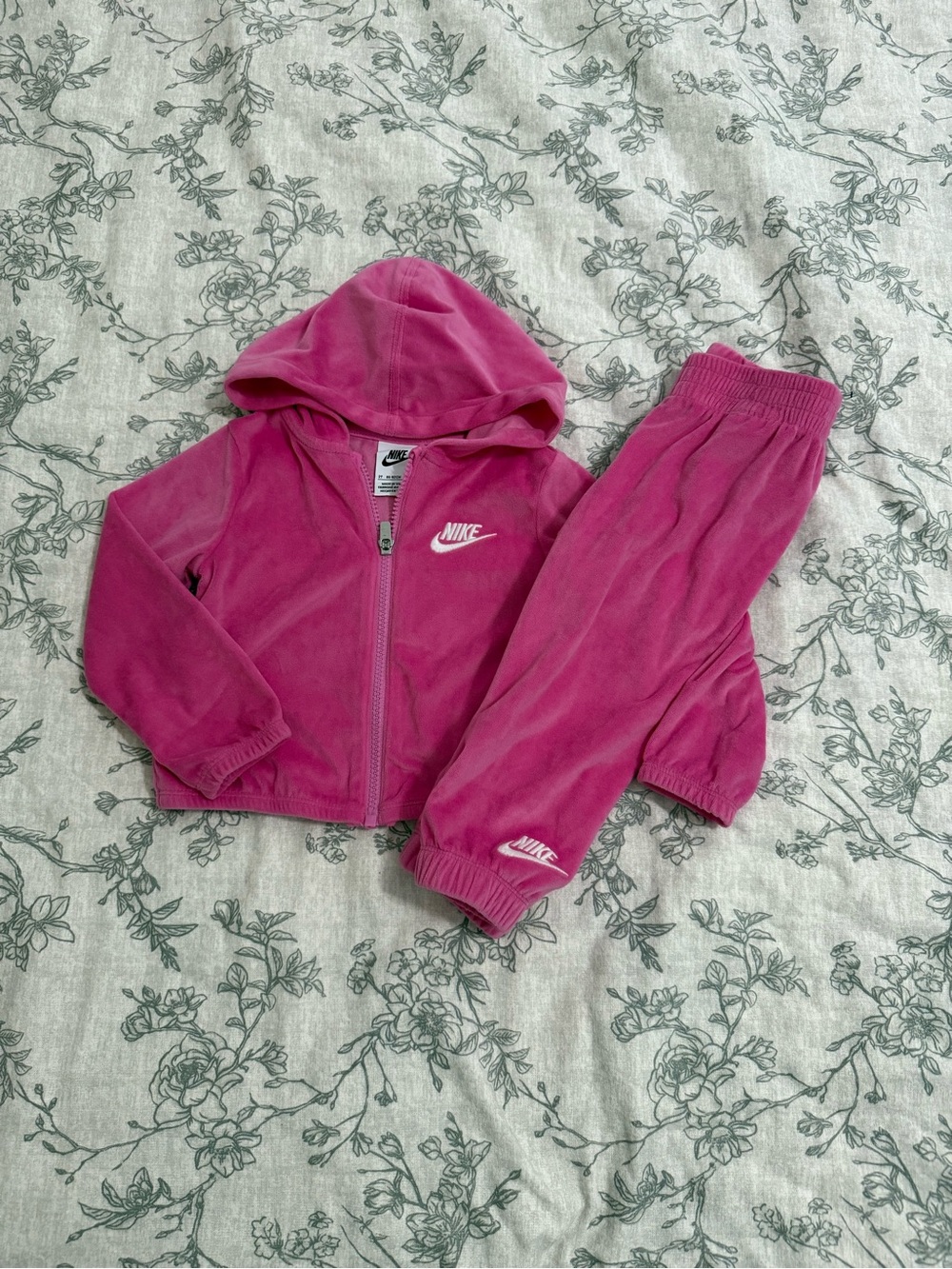 Nike Kids Hot Pink Velour Hoodie & Joggers